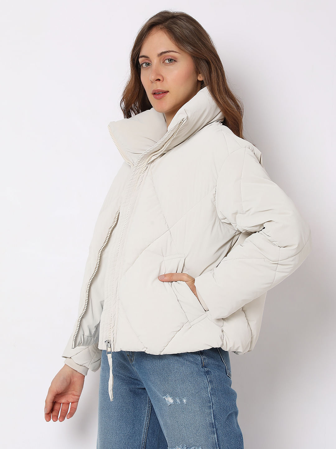 white short puffer coat