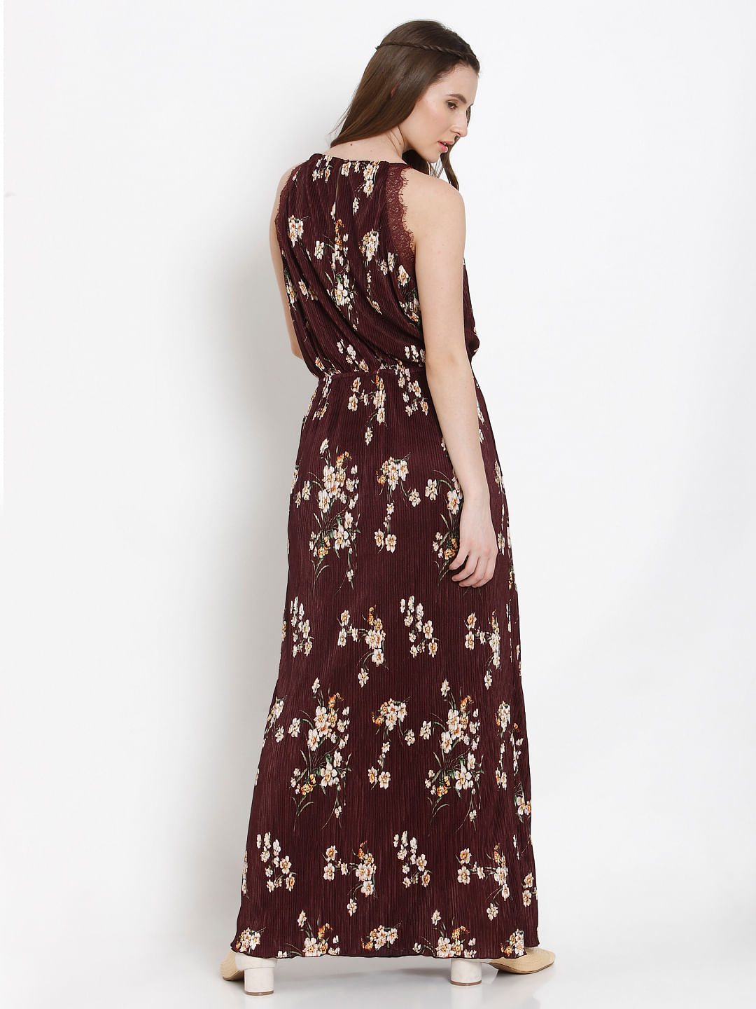 floral maroon dress
