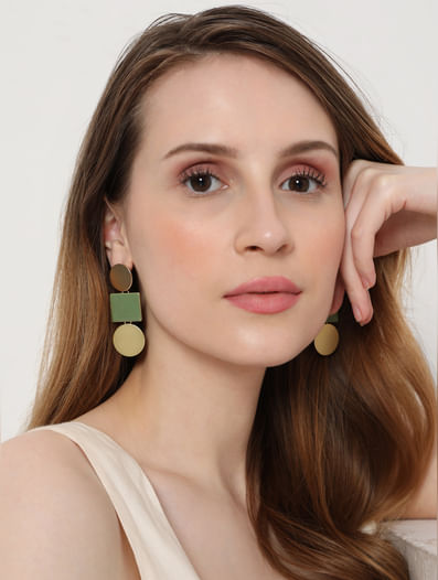 Gold & Green Drop Earrings