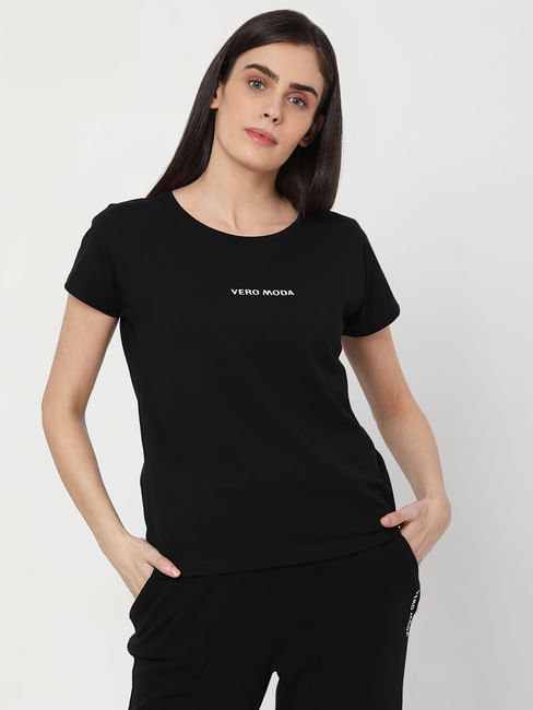 Black Logo Print Lounge T-shirt