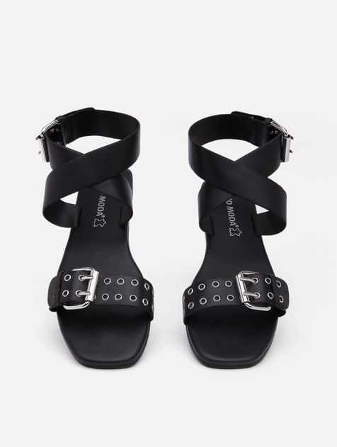 Black Buckle Sandals 