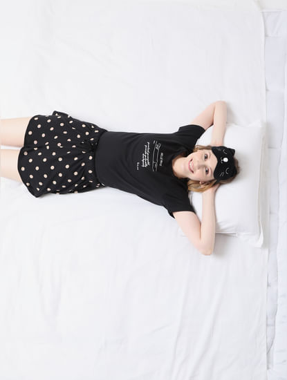 Black Polka Dot Shorts & T-shirt Set