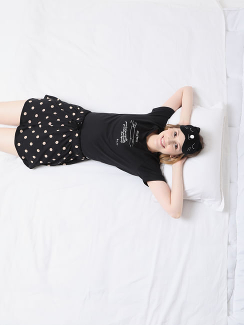 Black Polka Dot Shorts & T-shirt Set