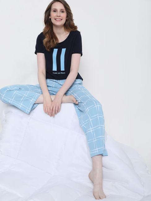 Blue Check Pyjama Set