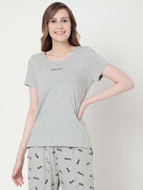 Grey Printed T-shirt & Joggers  Set