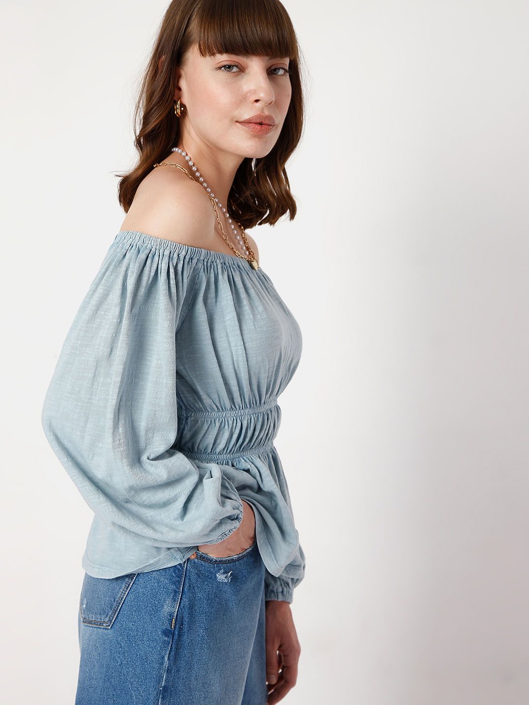 Cold shoulder clearance tops india online