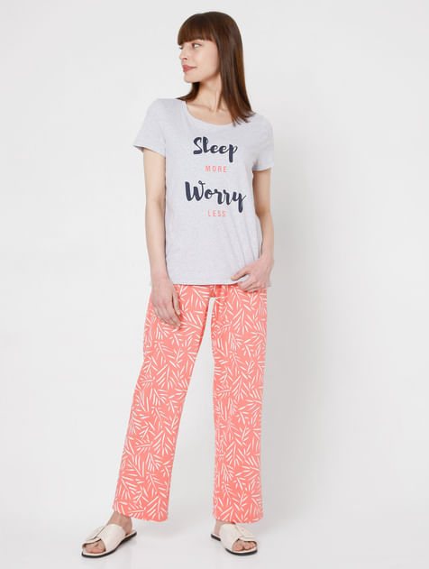  Grey T-shirt & Pyjama Set