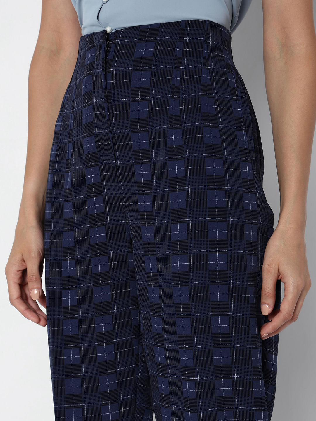 navy blue checked trousers - the school uniform