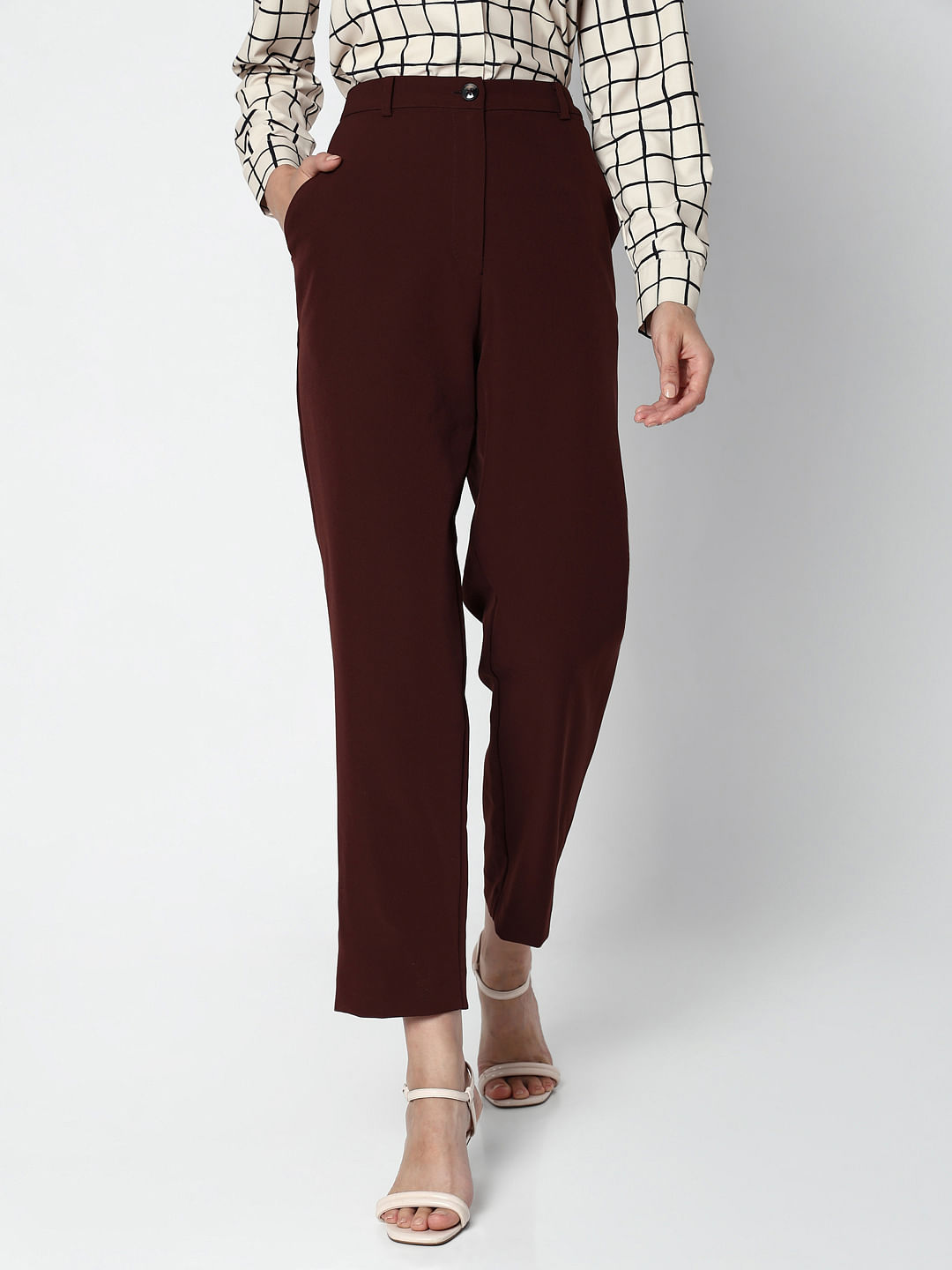 Buy Airwalk Formal/Casual Rust Color Cotton Trouser for Women at Amazon.in