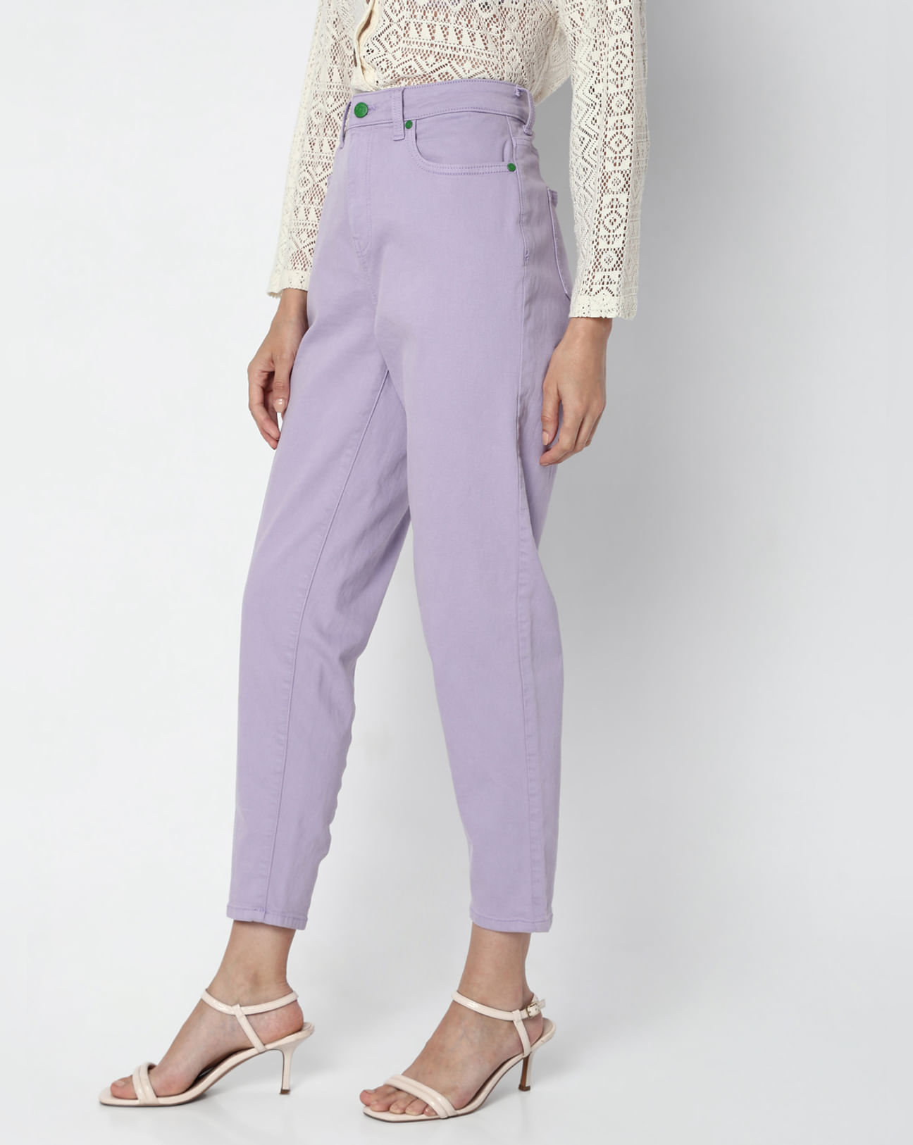 Purple High Rise Jade Straight Fit Jeans