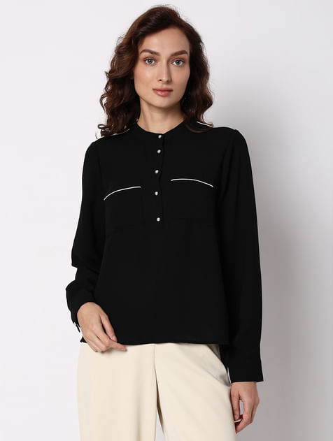 Black Contrast Tipping Top