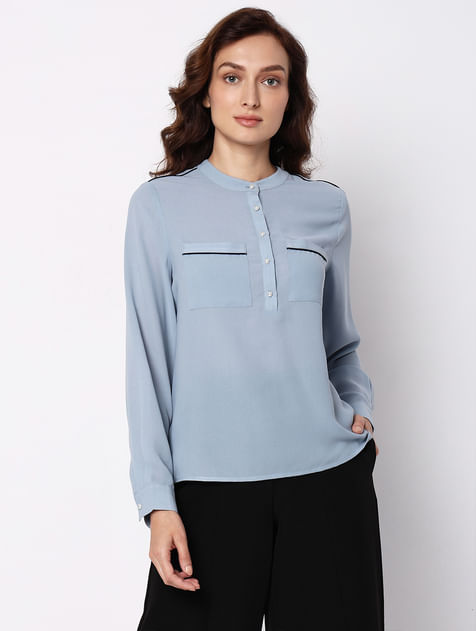 Blue Contrast Tipping Top