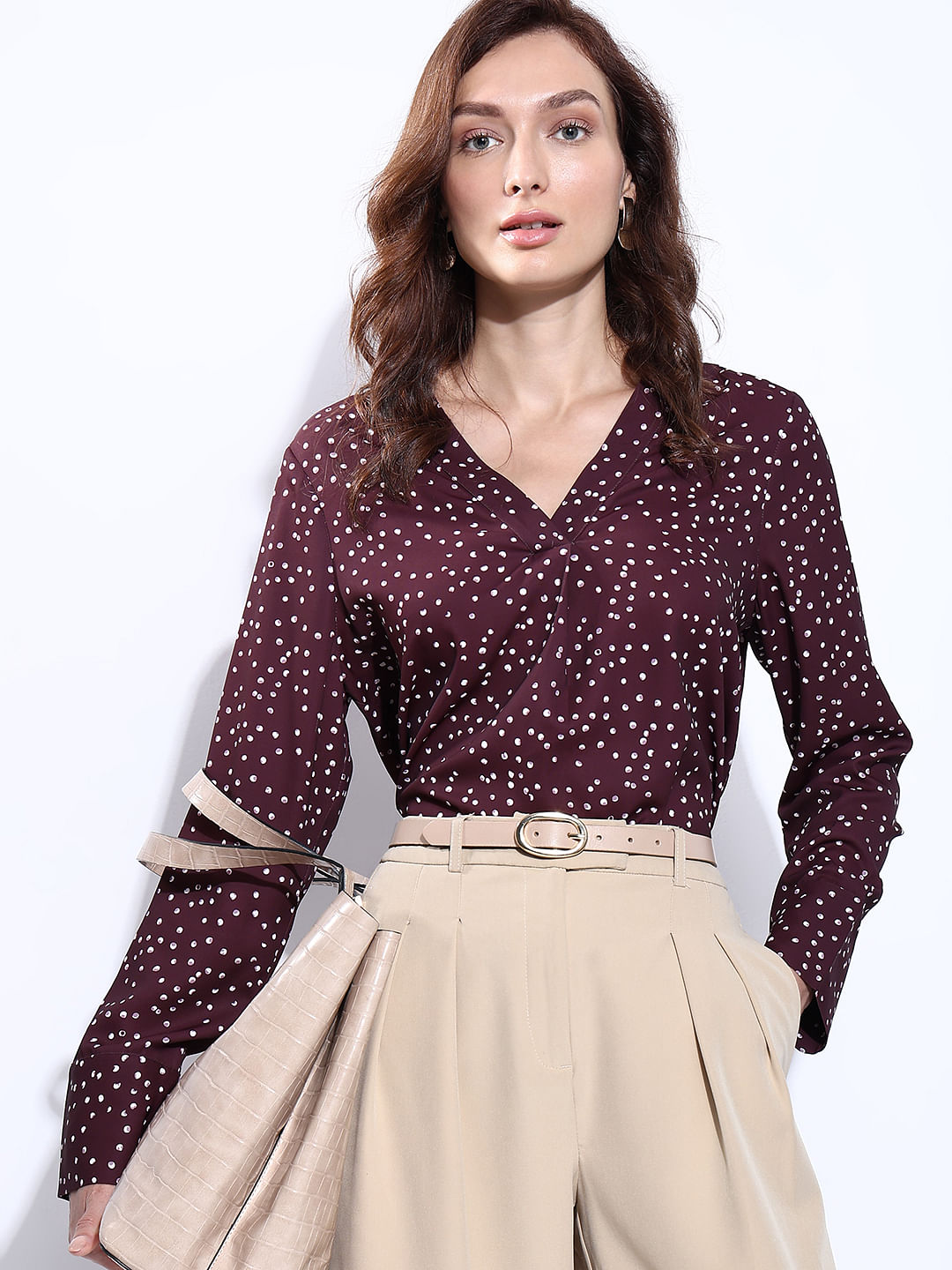 Maroon Polka Dot Top