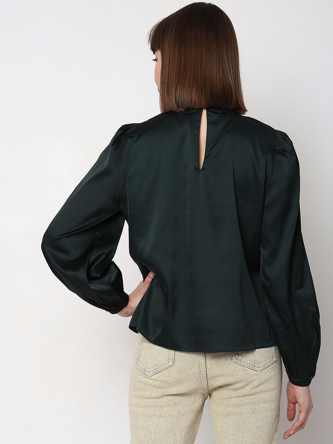 Dark green high neck on sale top