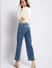 Blue High Rise Washed Straight Fit Jeans
