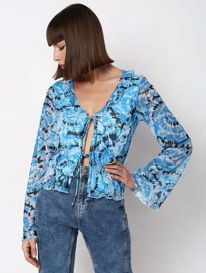 Blue Abstract Print Top