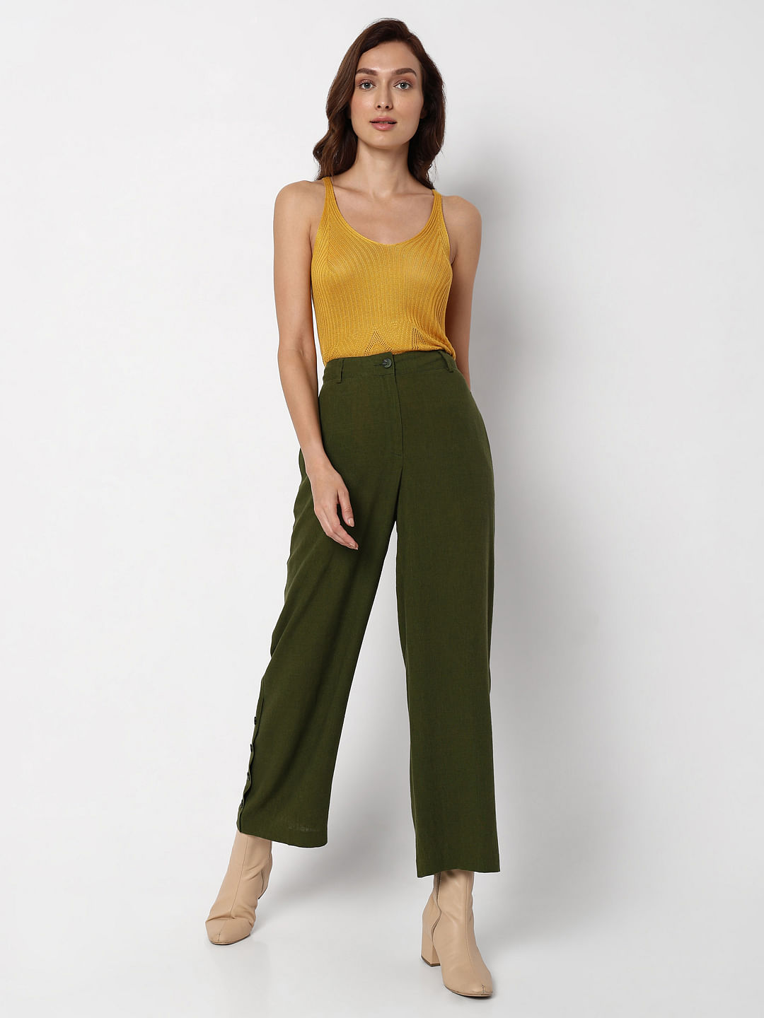 Olyvenn Womens Solid Color Length Pants Winter Tops Casual Plus Size Loose  Women Fashion High Waist Trousers Slit Pocket For Women 2022 Army Green M -  Walmart.com