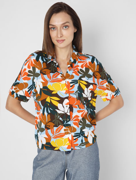 Orange Floral Shirt