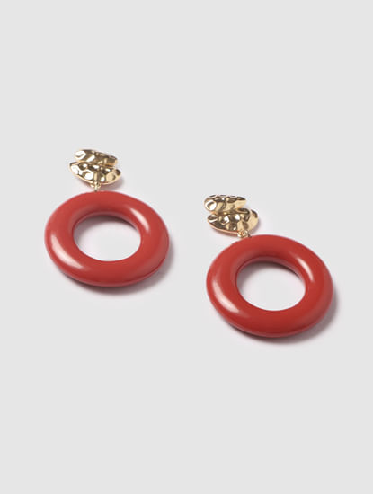 Red Round Drop Earrings