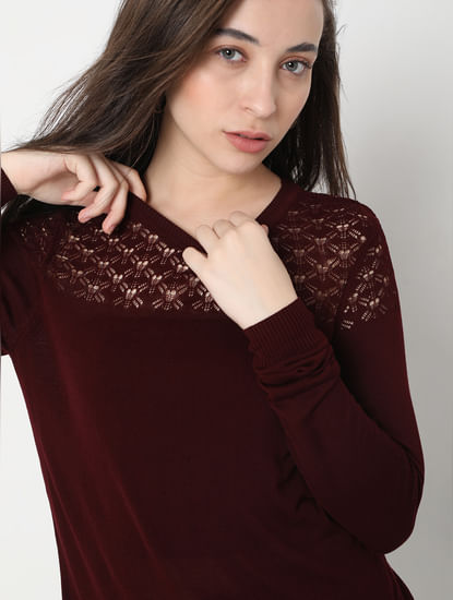Maroon Cut-Out Sweater