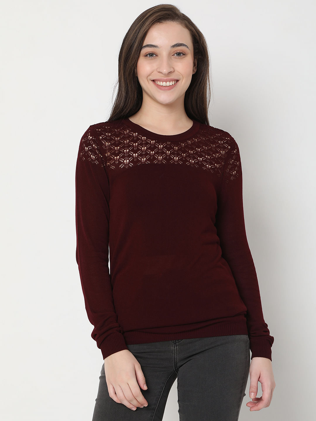 Womens on sale maroon sweater