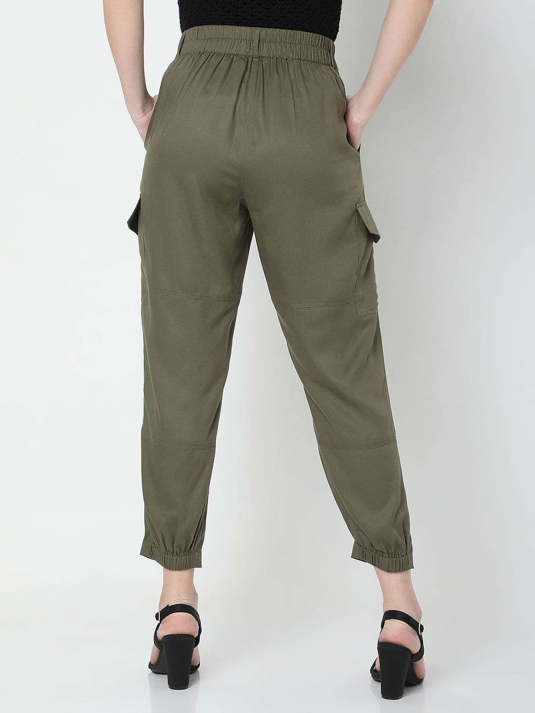 &me Women's Cuffed Utility Pants - Sage Green | BIG W