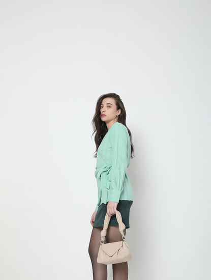 Green Front Wrap Top