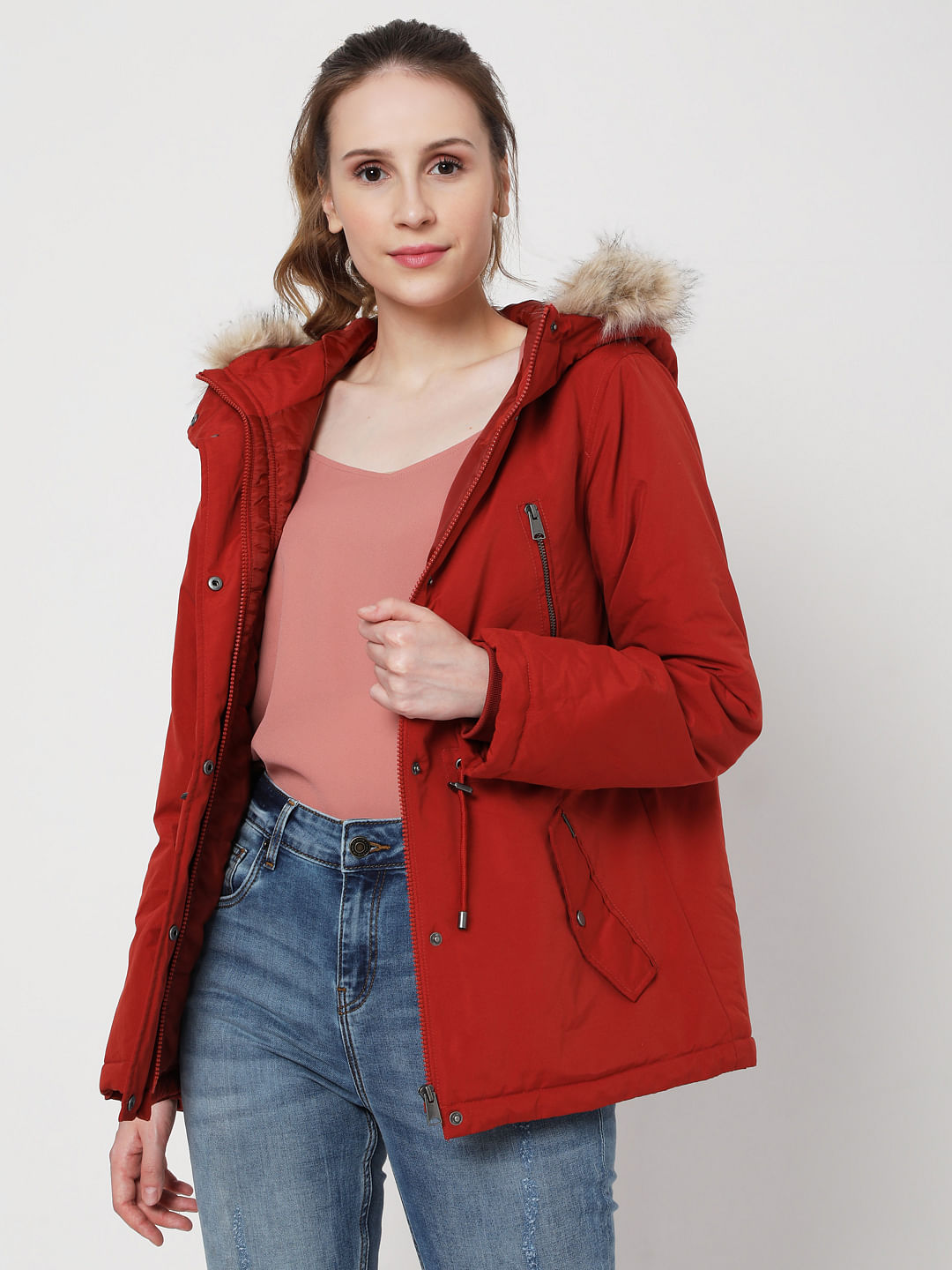 red parka jacket women's