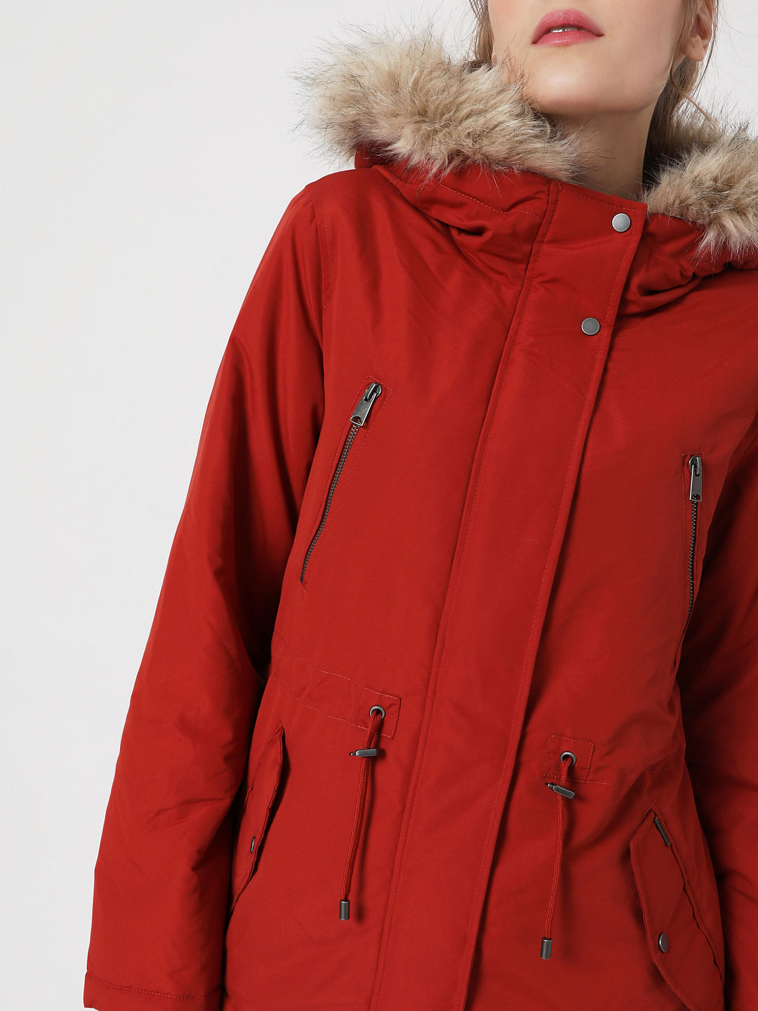 red parka jacket women's