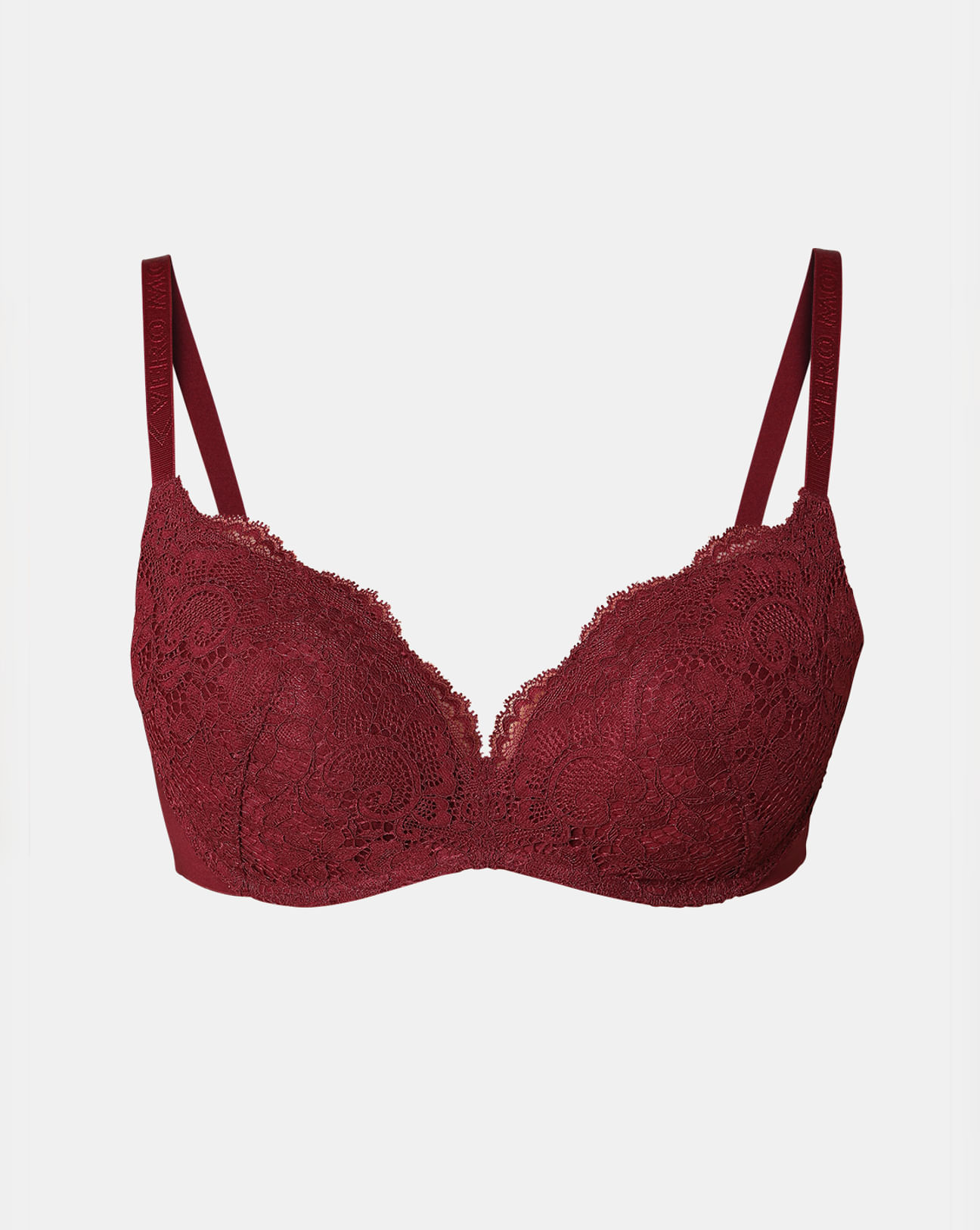 Red Lace Lightly Lined Strapless Bra