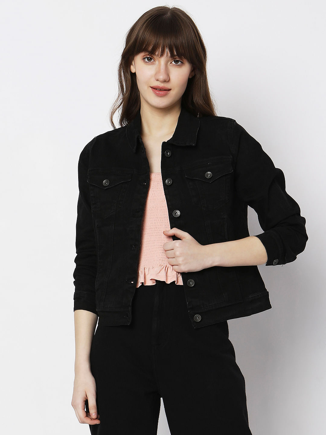 Mother The Chiclet Cropped Denim Jacket in Black | Lyst