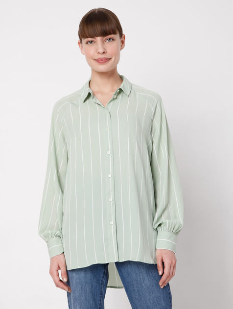 Green Vertical Stripe Shirt