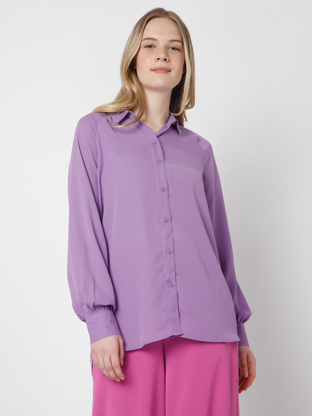 long purple shirt dress