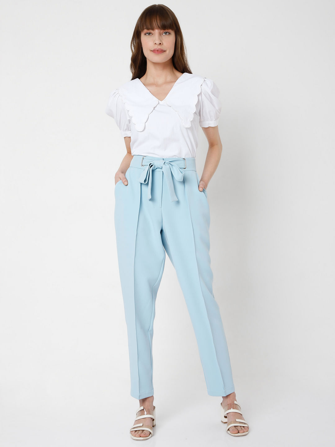 Slim Trouser Ankle Pants - Light Blue Heather Blue | NYDJ