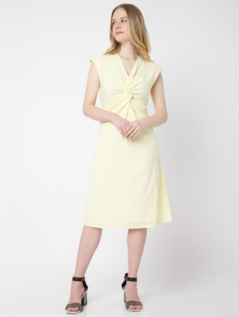 Yellow Front Twist Dress