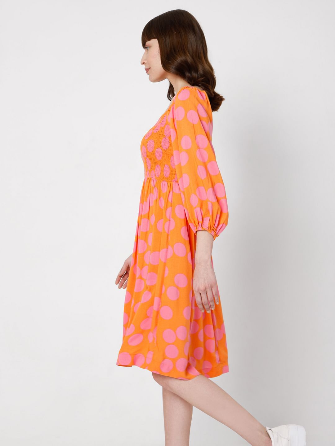 Orange and white on sale polka dot dress