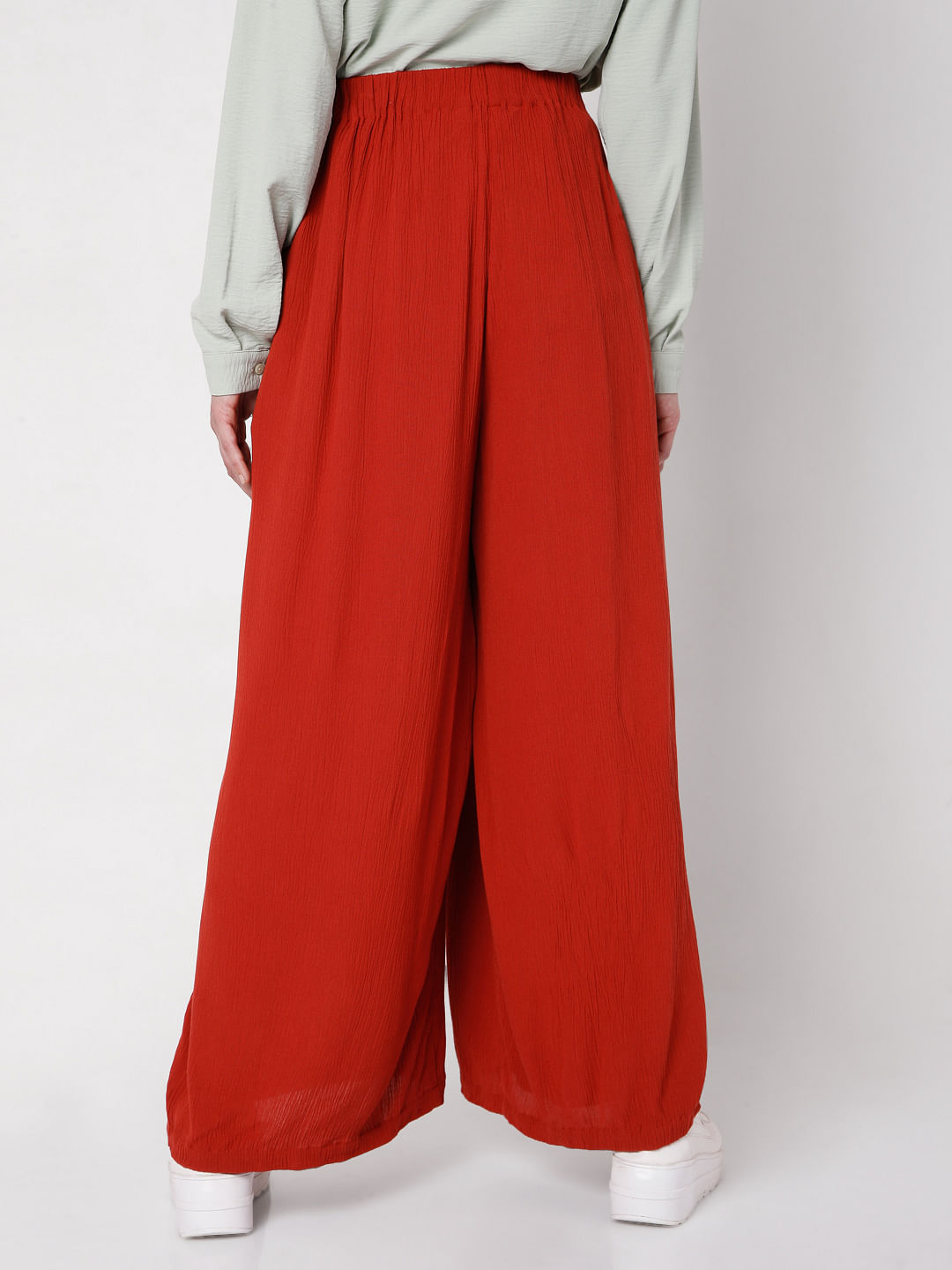 Green High Waist Wide Leg Trousers | New Look