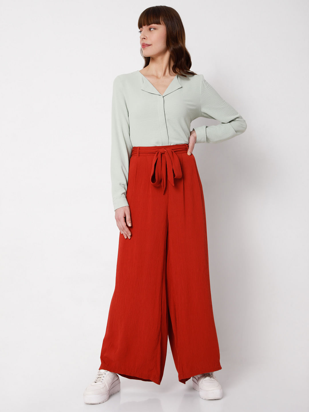 Classic and casual women's trousers (hijab online shop) - Brick color  Select size S