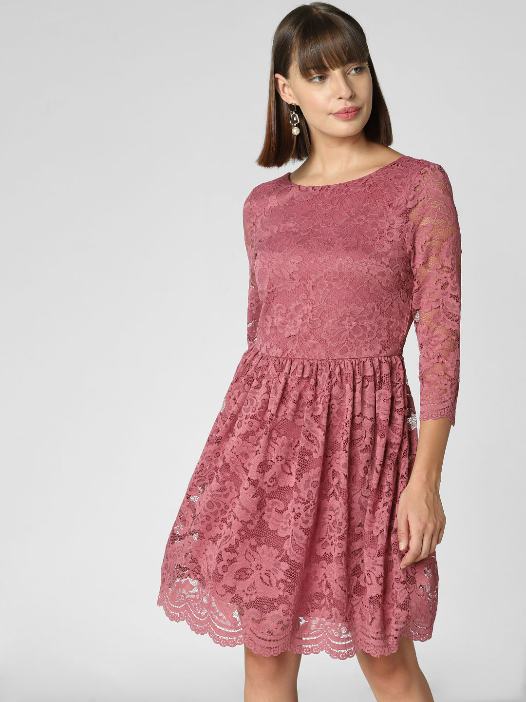 dark pink lace dress
