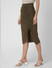 Brown High Waist Ruched Pencil Skirt