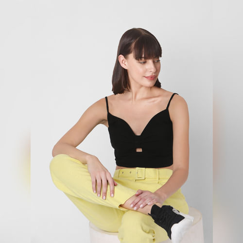 Black Cut Out Organic Cotton Crop Top