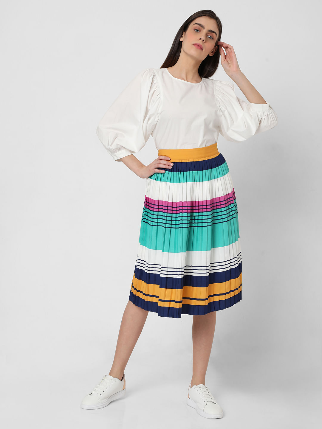 multi coloured pleated skirt