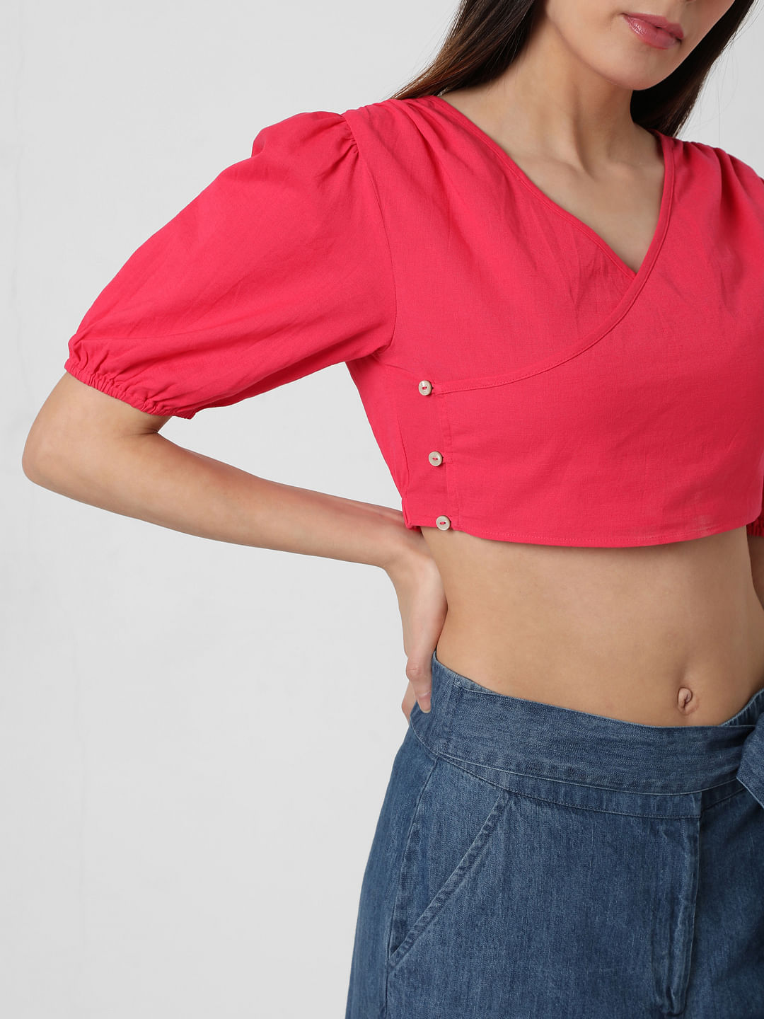 Vero Moda crop top WOMEN FASHION Shirts & T-shirts Crop top Slip Pink L discount 56% 
