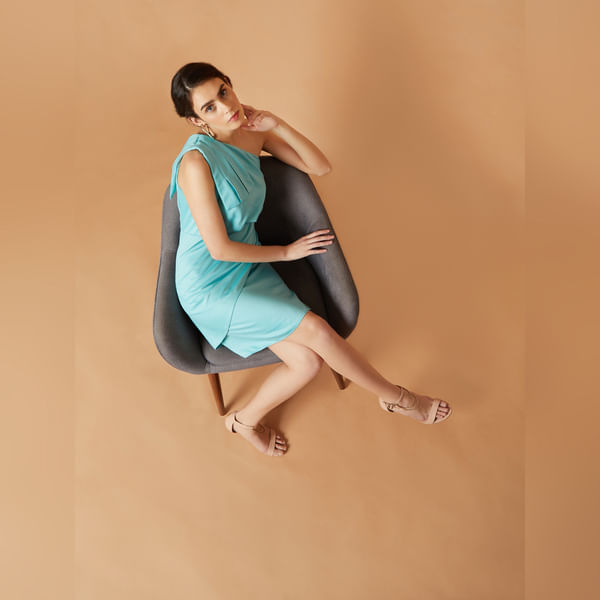 BESTSELLER CLOTHING Blue One Shoulder Sheath Dress