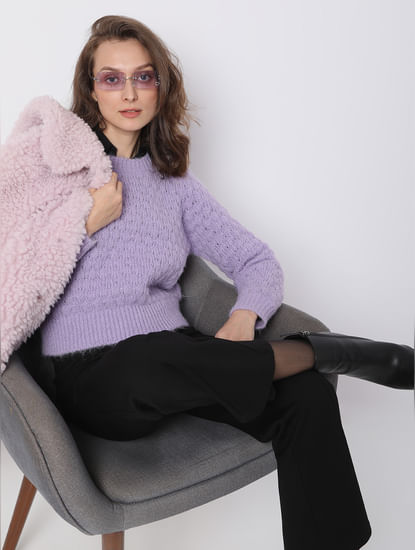 Purple Textured Sweater