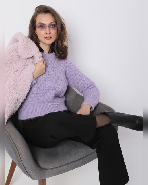 Purple Textured Sweater