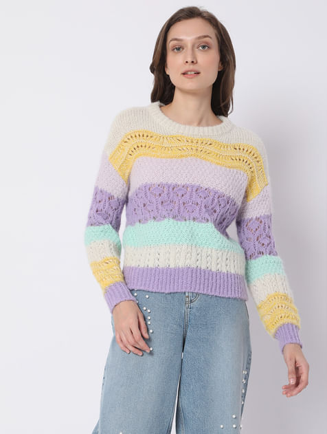 Yellow Colourblocked Sweater