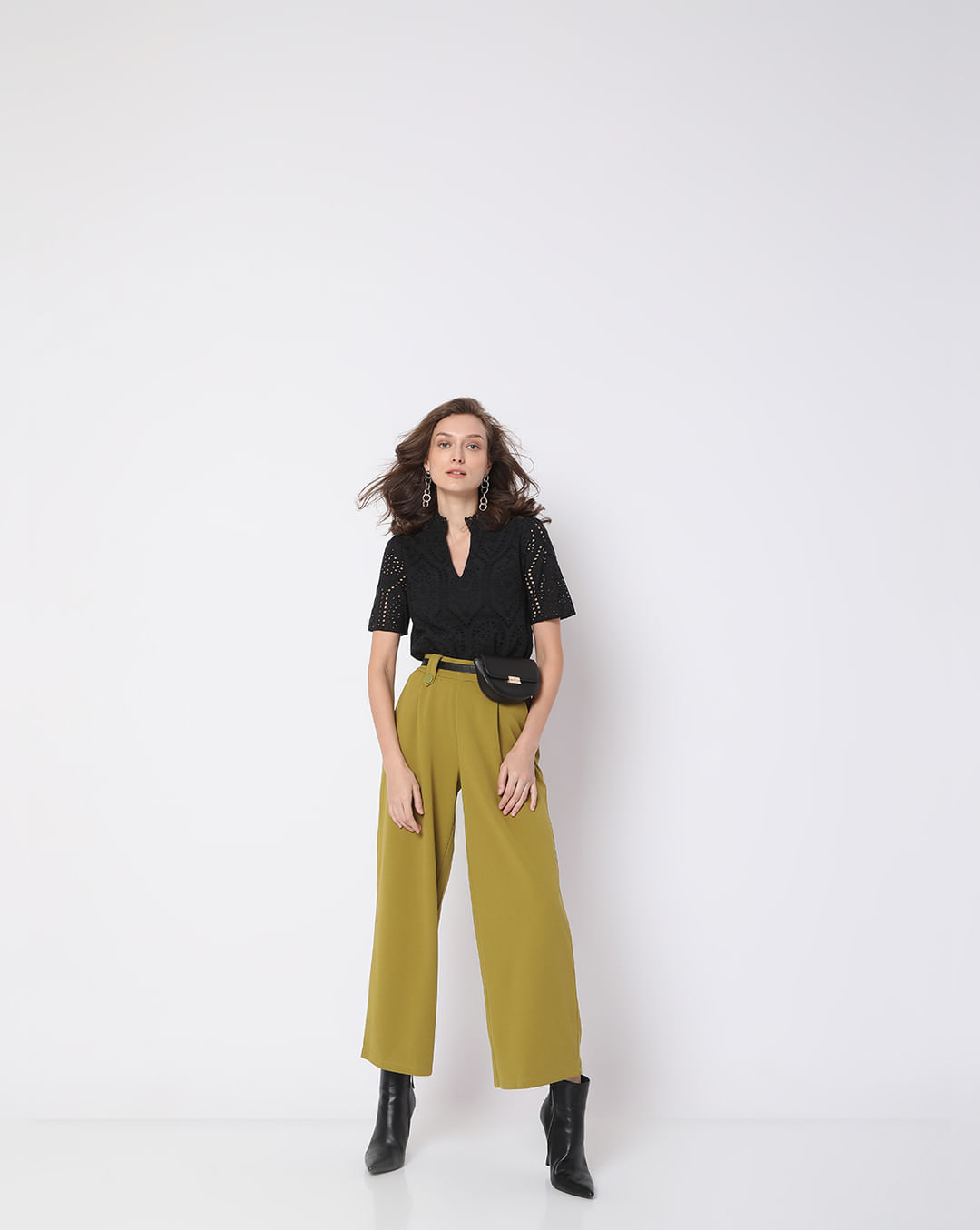 Buy Green High Rise Wide Leg Culottes For Women Online in India