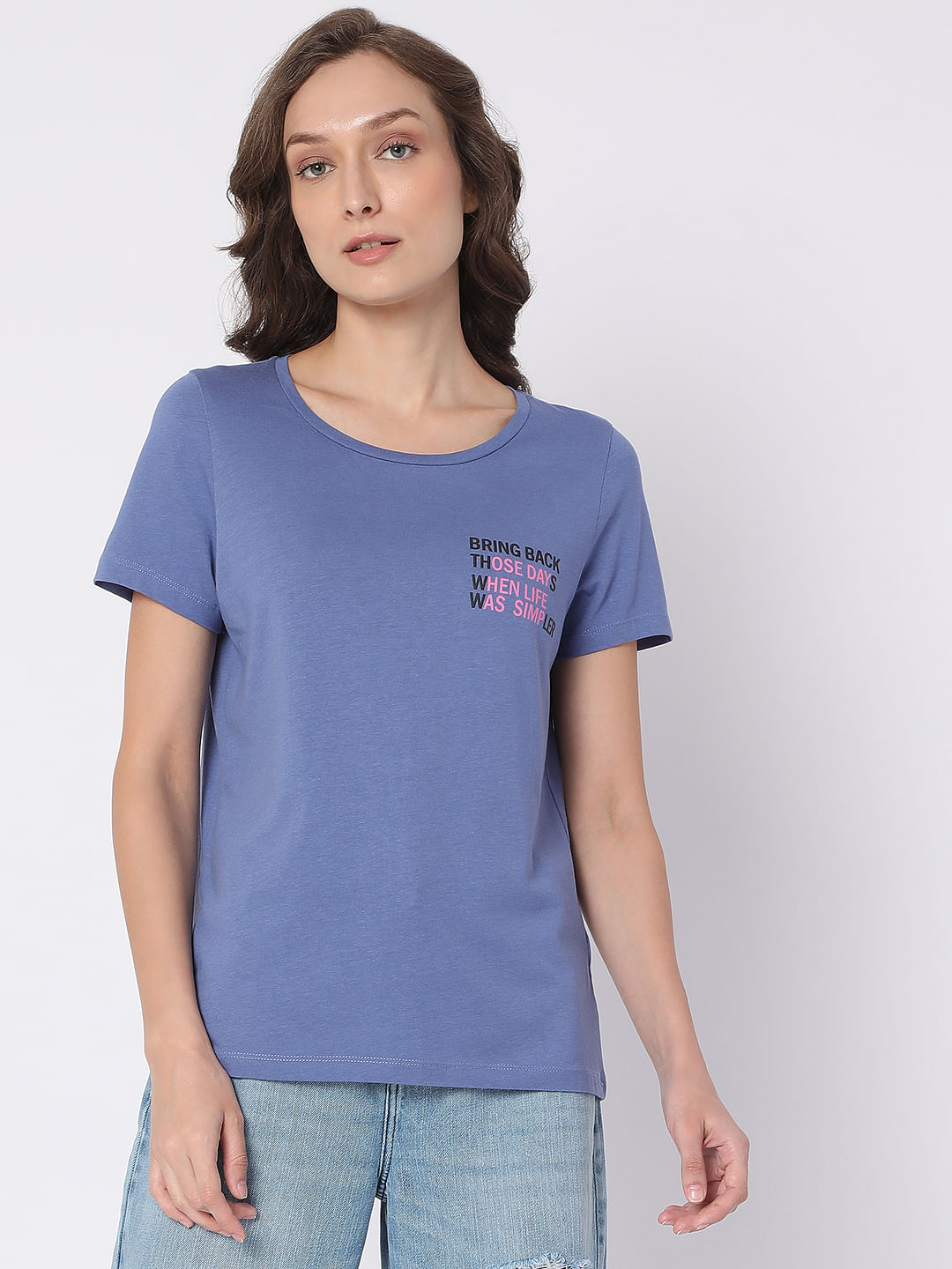 Vero Moda T-shirts en mailles tricot\u00e9es violet style d\u00e9contract\u00e9 Mode Hauts T-shirts en mailles tricotées 