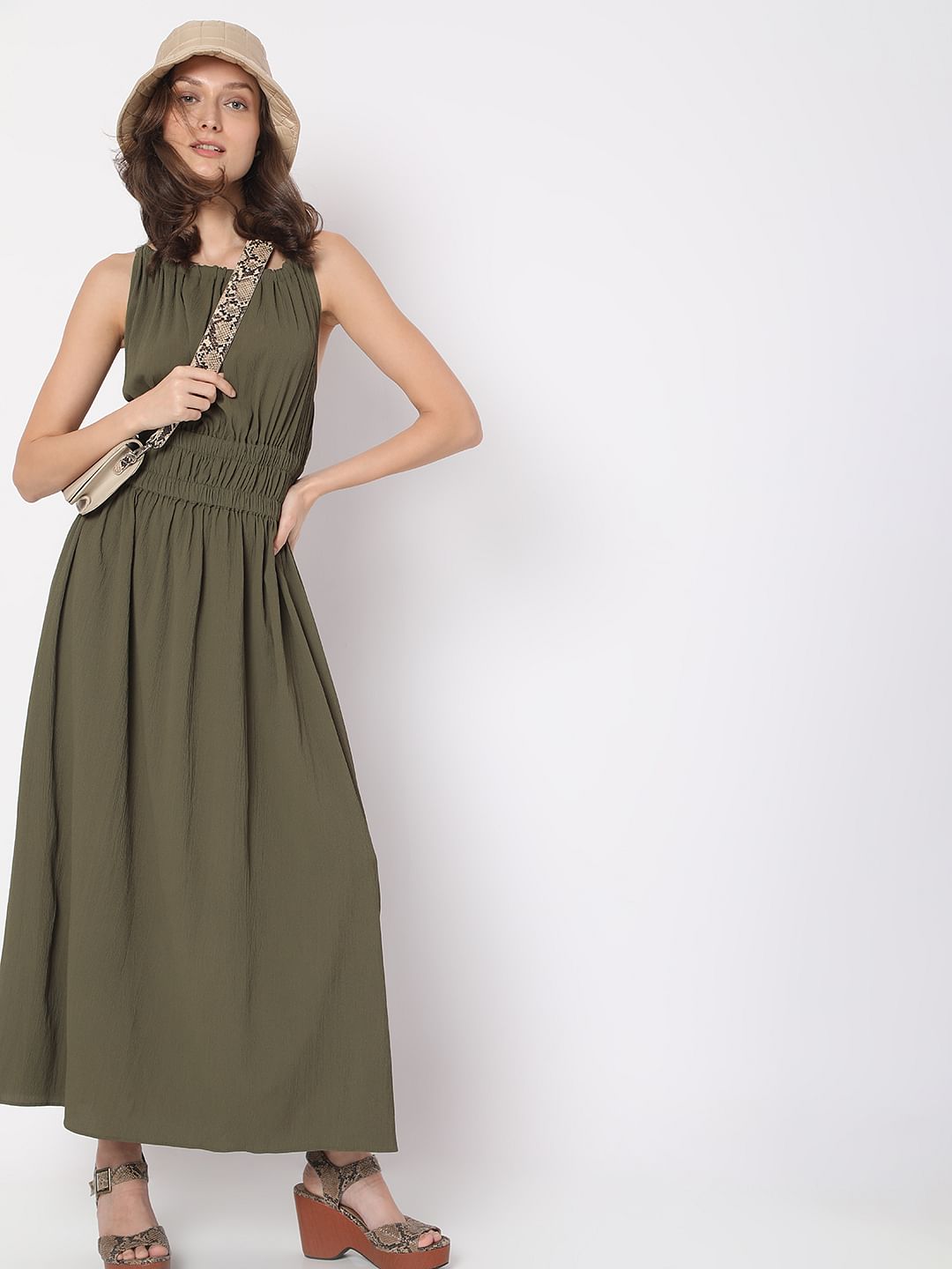 Dark green outlet maxi